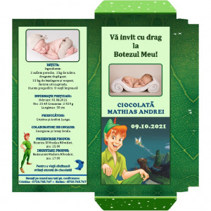 Invitatie Botez Cutie de Ciocolata Peter Pan
