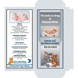Invitatie Botez Cutie de Ciocolata Tom and Jerry 1