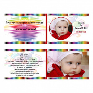 Invitatie Botez Dubla Creioane Colorate 1