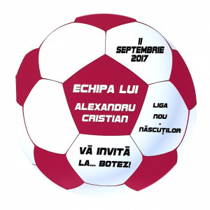 Invitatie Botez Fotbal Alb-Visiniu