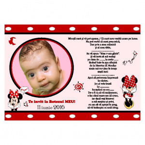 Invitatie Botez Magnetica Minnie Mouse