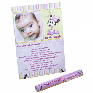 Invitatie Botez Papirus Minnie Mouse