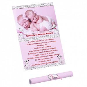Invitatie Gemeni Papirus 2-Dalmatieni Roz