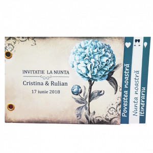 Invitatie Nunta Poveste Bujor Albastru