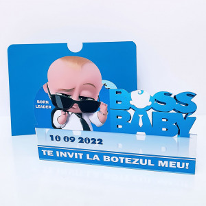 Invitatii pentru botez cu tematica baby boss marca bebestudio