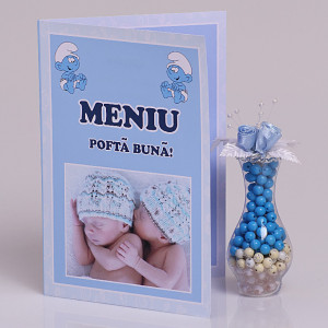 Meniu Botez cu Foto Gemeni Strumfi 1
