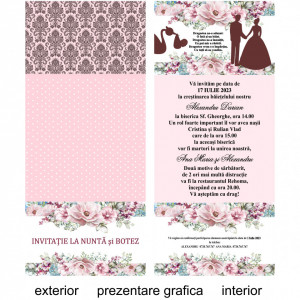 Invitatie 2 in 1 Nunta-Botez Floral 1