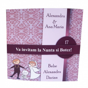 Invitatie 2 in 1 Nunta-Botez Regal NB3