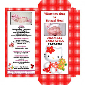 Invitatie Botez Cutie de Ciocolata Hello Kitty 1