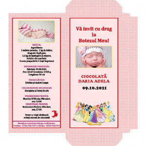 Invitatie Botez Cutie de Ciocolata Printese 1