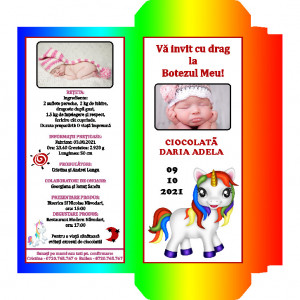 Invitatie Botez Cutie de Ciocolata Unicorn 3