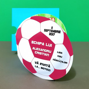 Invitatie Botez Fotbal Alb-Visiniu