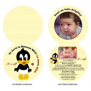 Invitatie Botez Rotunda Dubla Duffy Duck