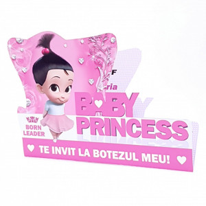 Invitatii Botez Contur Baby Princess 3