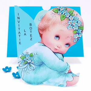 Invitatii Botez Contur Ingeras B11