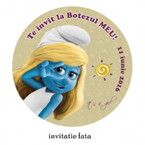 Invitatii Botez Rotunde Strumfita 1