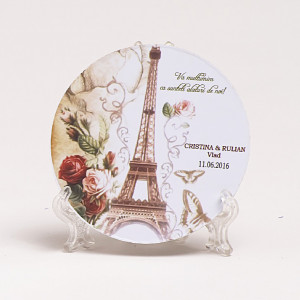 Marturie Nunta Magnet Rotund Paris in Love 2