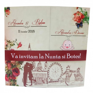 Invitatie 2 in 1 Nunta-Botez Regal NB10