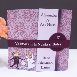 Invitatie 2 in 1 Nunta-Botez Regal NB3