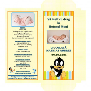 Invitatie Botez Cutie de Ciocolata Duffy Duck