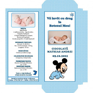 Invitatie Botez Cutie de Ciocolata Mickey Mouse 10