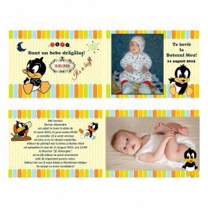 Invitatie Botez Dubla Baby Duffy Duck