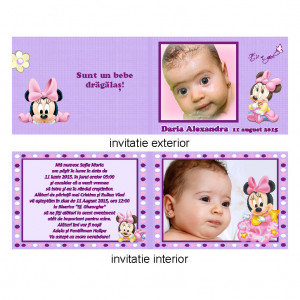 Invitatie Botez Dubla Minnie Mouse 3