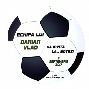 Invitatie Botez Fotbal Alb-Negru