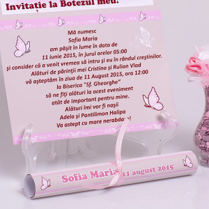 Invitatie Botez Papirus Fluture