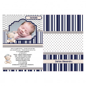 Invitatie Botez Papirus Ursulet Regal