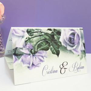 Invitatie Nunta Florale Trandafiri Mov