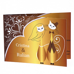 Invitatie Nunta Pisici Gold