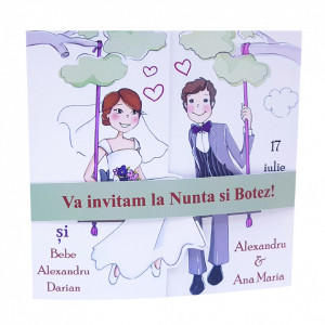 Invitatie 2 in 1 Nunta-Botez Regal NB1