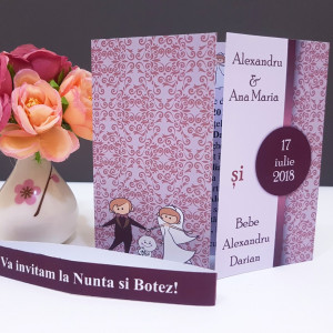 Invitatie 2 in 1 Nunta-Botez Regal NB3
