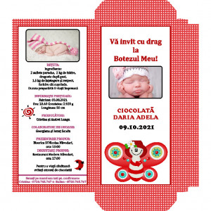 Invitatie Botez Cutie de Ciocolata Fluture F1