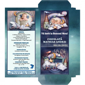 Invitatie Botez Cutie de Ciocolata Poveste Nocturna