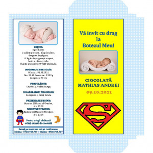 Invitatie Botez Cutie de Ciocolata Superman 1