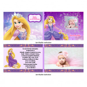 Invitatie Botez Dubla Rapunzel