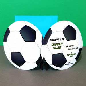 Invitatie Botez Fotbal Alb-Negru