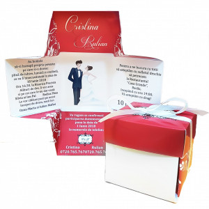 Invitatie Nunta Cutiuta Iubire Red