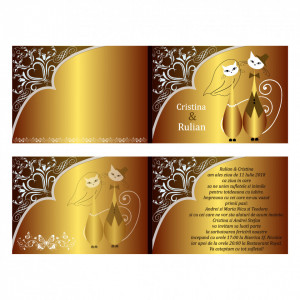 Invitatie Nunta Pisici Gold