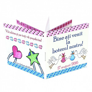 Marturie Gemeni Carticica Bebe Albastru-Roz Var 4