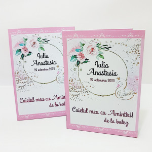 Caiet Amintiri Botez Lebede Roz