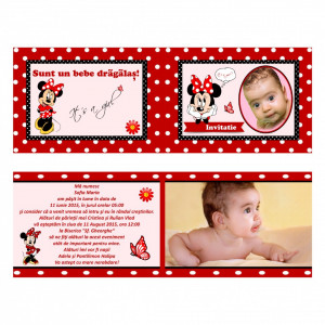 Invitatie Botez Dubla Minnie Mouse