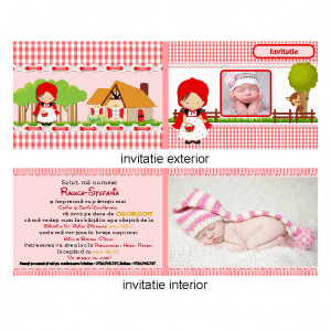Invitatie Botez Dubla Scufita Rosie