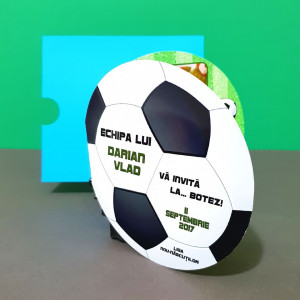 Invitatie Botez Fotbal Alb-Negru