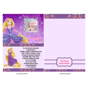 Invitatie Botez Papirus Rapunzel