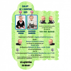 Invitatie Gemeni Baby Boss Fotbal BB3