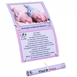 Invitatie Gemeni Papirus Mickey-Minnie Var 2