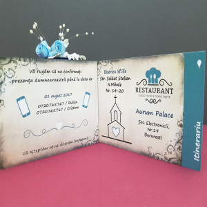 Invitatie Nunta Poveste Bujor Albastru